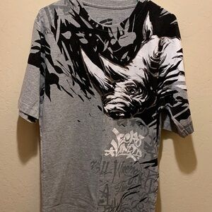 Ecko Unlimited Gray and Black Rhino Graphic Tee